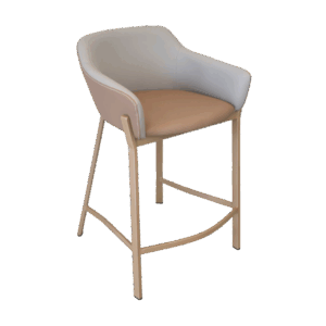 H001-5 - LARS 寬背拼色高腳椅 (深棕)