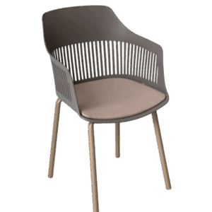 C015-2 - 弧形條紋餐椅 (灰)