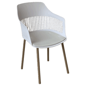 C015-4 - 弧形條紋餐椅 (白)